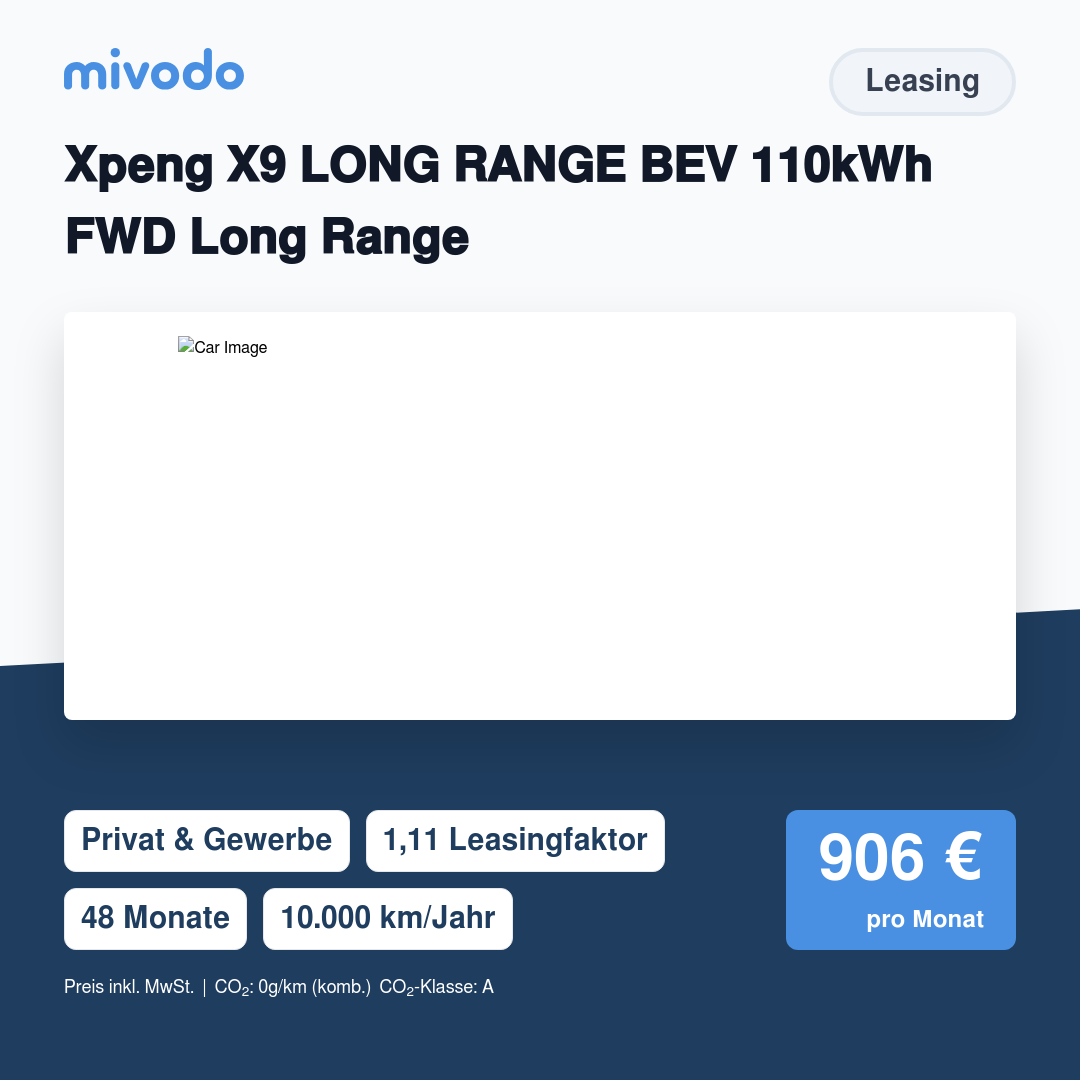 Xpeng X9 LONG RANGE BEV 110kWh FWD Long Range
