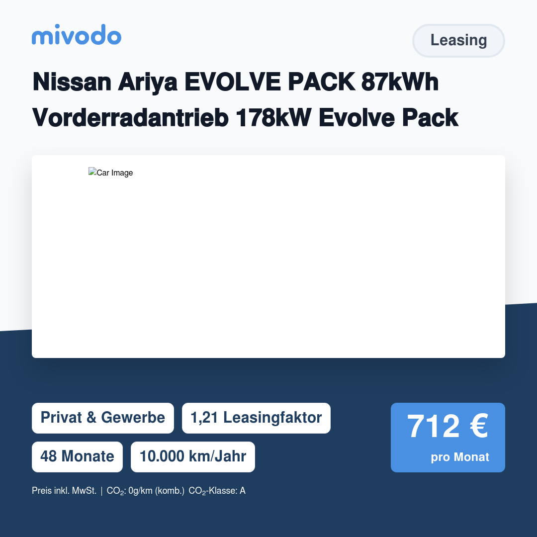 Nissan Ariya EVOLVE PACK 87kWh Vorderradantrieb 178kW Evolve Pack