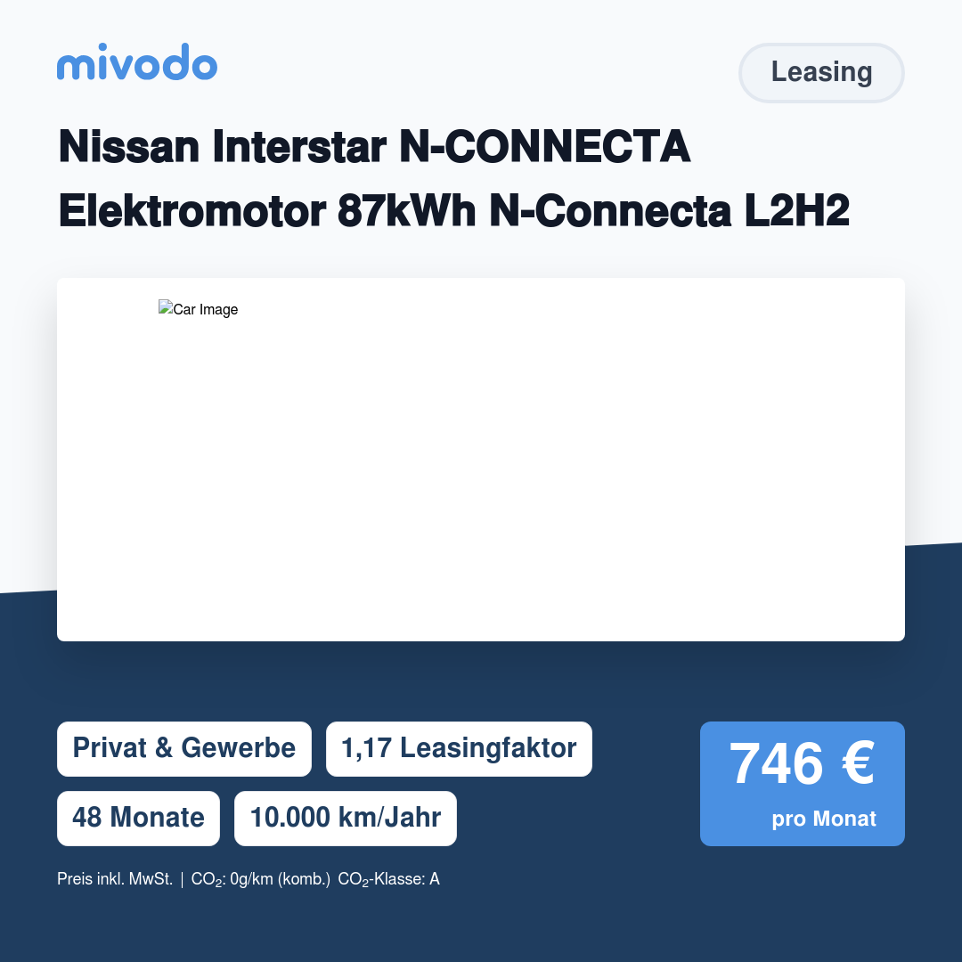 Nissan Interstar N-CONNECTA Elektromotor 87kWh N-Connecta L2H2 3,5t